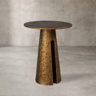 Sculptural Antique Brass Side Table with Organic Metal Design