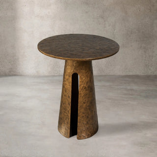 Sculptural Antique Brass Side Table with Organic Metal Design