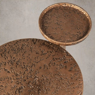 Sculptural Antique Brass Side Table with Handcrafted Metal Design