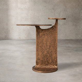 Sculptural Antique Brass Side Table with Handcrafted Metal Design