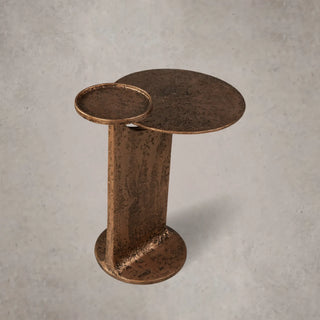 Sculptural Antique Brass Side Table with Handcrafted Metal Design