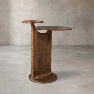Sculptural Antique Brass Side Table with Handcrafted Metal Design