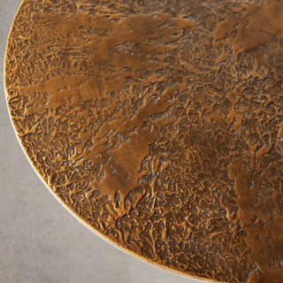 Sculptural Hammered Metal Side Table with Handcrafted Texture