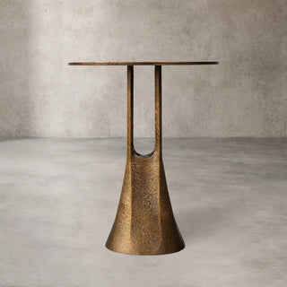 Sculptural Hammered Metal Side Table with Handcrafted Texture
