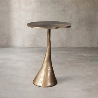 Sculptural Bronze Aluminum Side Table with Organic Metal Design