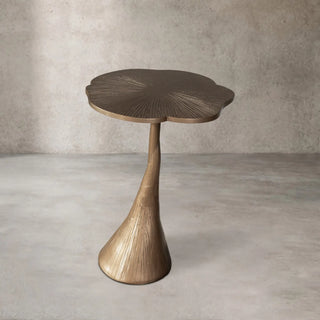 Sculptural Bronze Aluminum Side Table with Organic Metal Design