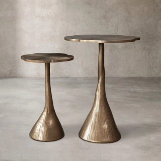 Sculptural Bronze Aluminum Side Table with Organic Metal Design