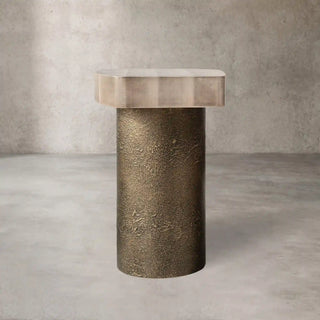 Patina Textured Metal Coffee Table with Sculptural Design