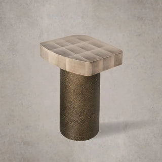 Patina Textured Metal Coffee Table with Sculptural Design