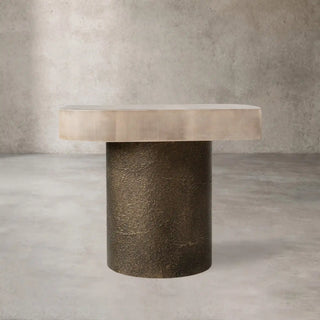 Patina Textured Metal Coffee Table with Sculptural Design