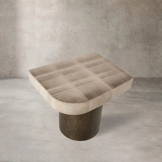 Patina Textured Metal Coffee Table with Sculptural Design