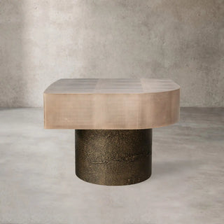 Patina Textured Metal Coffee Table with Sculptural Design
