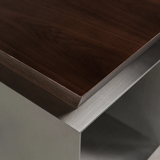 Architectural Walnut Pyramid Accent Table