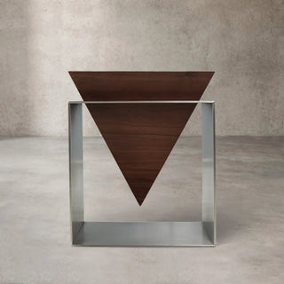 Architectural Walnut Pyramid Accent Table