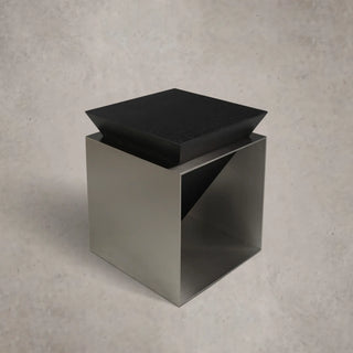 Architectural Walnut Pyramid Accent Table