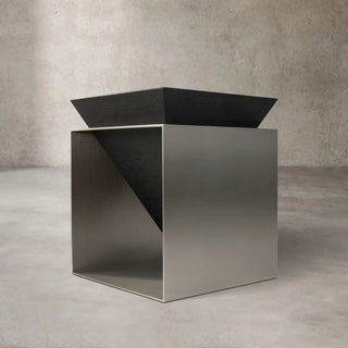 Architectural Walnut Pyramid Accent Table