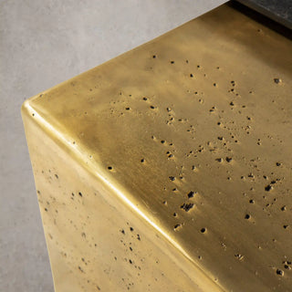 Black Iron Antique Bronze Coffee Table with Sculptural Metal Design