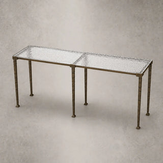 Sculptural Antique Brass Console Table with Acrylic Top
