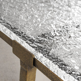 Sculptural Antique Brass Console Table with Acrylic Top
