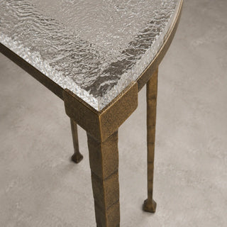Handcrafted Antique Brass Console Table with Sculptural Metal Design