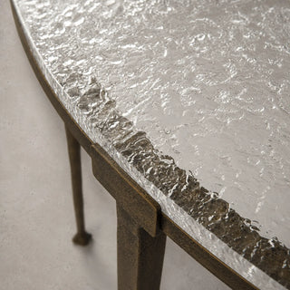 Handcrafted Antique Brass Console Table with Sculptural Metal Design