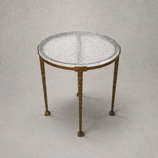 Handcrafted Antique Brass Accent Table with Sculptural Metal Design