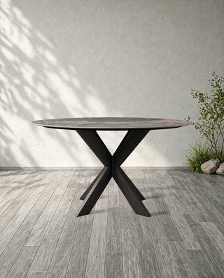 Outdoor Round Dining Table with Apex Base – Modern Weather-Resistant Patio Table
