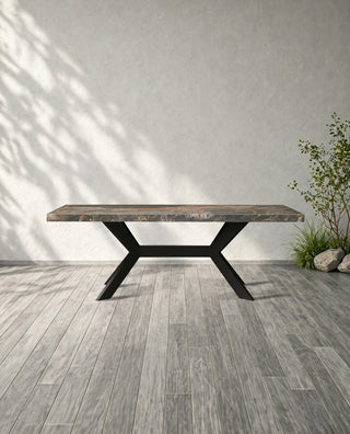 Outdoor Rectangular Dining Table with Apex Base – Modern Patio Table