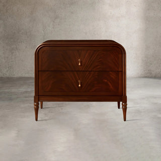 Frances Vintage Figured Mahogany Wood 2-Drawer Nightstand
