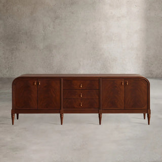 Frances Mahogany Sideboard with Drawers – Curved Wood Buffet Cabinet