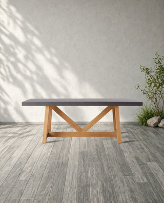 Outdoor Rectangular Dining Table with French Beam Base – Modern Patio Table