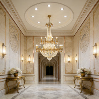 51X71 Inch Big French Empire Brass Crystal Chandelier for Foyer