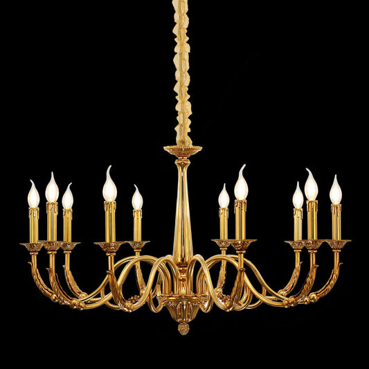 10 Lights Baroque Style Chandelier Light Antique Brass Chandelier for Living Room