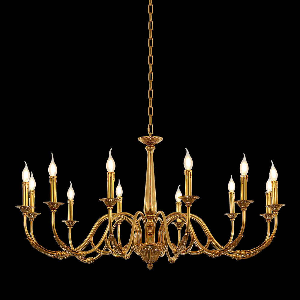 12 Lights Antique Brass Chandelier for Sale Baroque Style Chandelier Lighting for Living Room