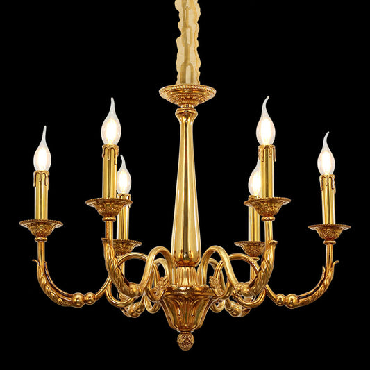6 Lights Baroque Style Chandelier Small French Brass Chandelier