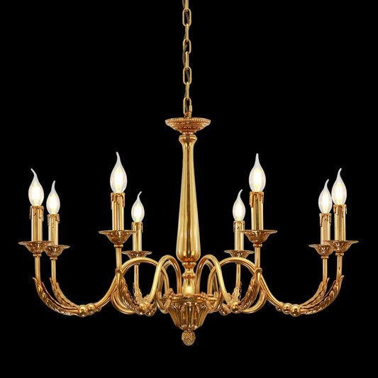 8 Lights Baroque Style Small French Chandelier Antique Brass Chandelier for Bedroom