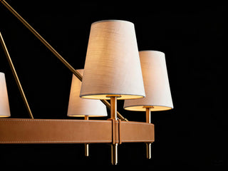Hastings Halo Chandelier Modern Brass Round Chandelier with Linen Shade for Dining Room