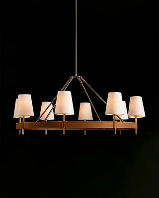 Hastings Halo Chandelier Modern Brass Round Chandelier with Linen Shade for Dining Room