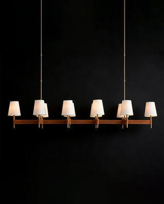 Theron Linear Chandelier Industrial Brass Glass Cone Pendant Light for Kitchen Island