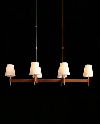 Theron Linear Chandelier Industrial Brass Glass Cone Pendant Light for Kitchen Island