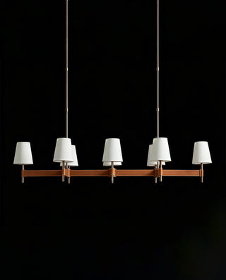 Theron Linear Chandelier Industrial Brass Glass Cone Pendant Light for Kitchen Island