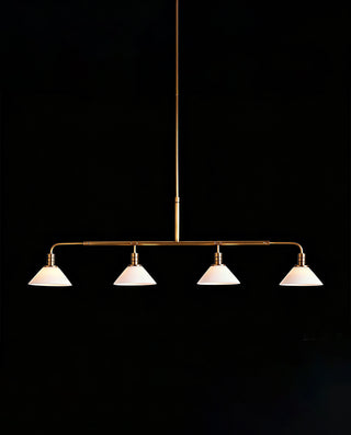 Theron Linear Chandelier Modern Glass Cone Brass Pendant Light for Kitchen Island
