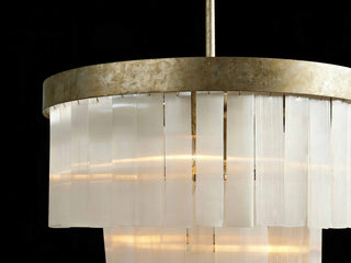 Hastings Linear Chandelier Mid Century Modern Brass Leather Linen Pendant Light for Dining Room