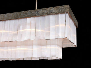 Cameron Rectangular Chandelier Luxury Selenite Crystal Linear Pendant Light for Dining Room