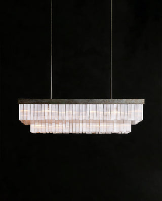 Cameron Rectangular Chandelier Luxury Selenite Crystal Linear Pendant Light for Dining Room