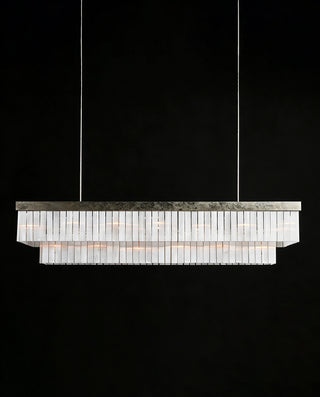 Cameron Rectangular Chandelier Luxury Selenite Crystal Linear Pendant Light for Dining Room