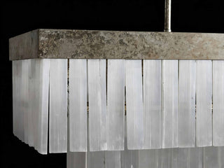Cameron Rectangular Chandelier Luxury Selenite Crystal Linear Pendant Light for Dining Room