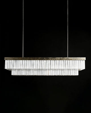 Cameron Rectangular Chandelier Luxury Selenite Crystal Linear Pendant Light for Dining Room
