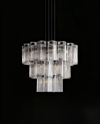 Delsie 38” Round Tiered Clear Glass Chandelier XS2024-30702D38C