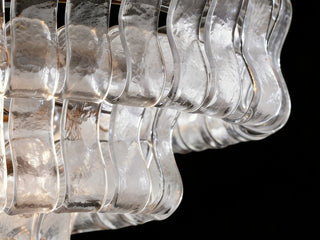 Ghiaccio 54" W Organic Modern Oval Chandelier - Textured Glass Luxury Statement Piece for Dining Room & Living Room